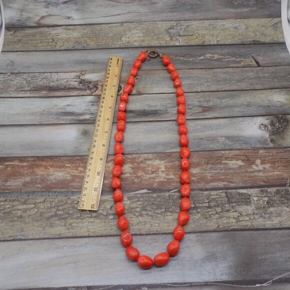 Vintage Jules Reid Chunky Necklace Toggle Heavy Orange Glass Beads - Picture 5 of 8
